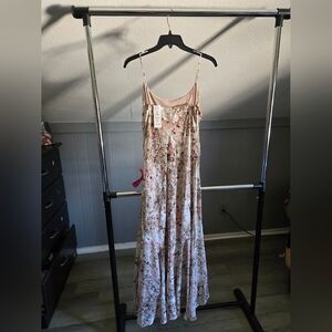 Alex Evenings Floral Maxi Dress in Pink and Cream